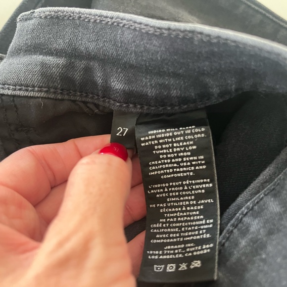 J Brand - Fame Ankle Jeans - Raw Hem - Subtle Grey on Black Zebra Stripes - 27 - Picture 13 of 14